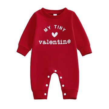 Bemeyourbbs Newborn Baby Boy Fall Winter Clothes Button Long Sleeve Romper Jumpsuit Cute Infant One Piece Outfit (Heart My Tiny