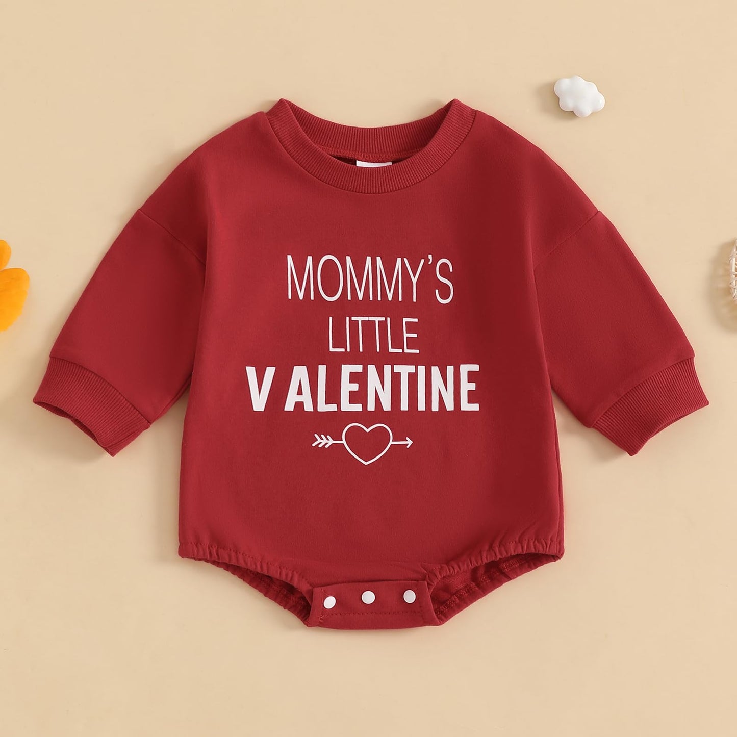 Eadrioss Newborn Baby Boy Girl Valentine Outfit - Mommy'S/Daddy'S Bubble Romper Sweatshirt - Infant Valentine Clothes (Red, 18-2
