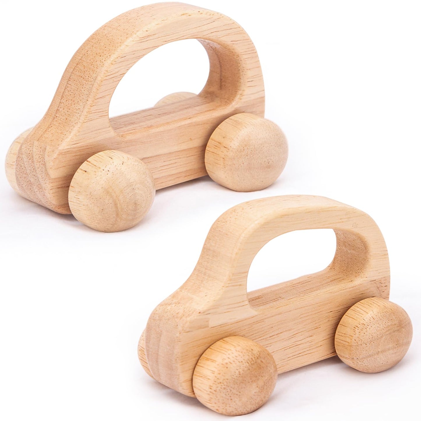 Wooden Baby Cars Toys, 2 PCS Wooden Cars for Toddlers 1-3, Montessori Toys for Babies 0-6-12 Months, Boy Nursery Neutral Nursery