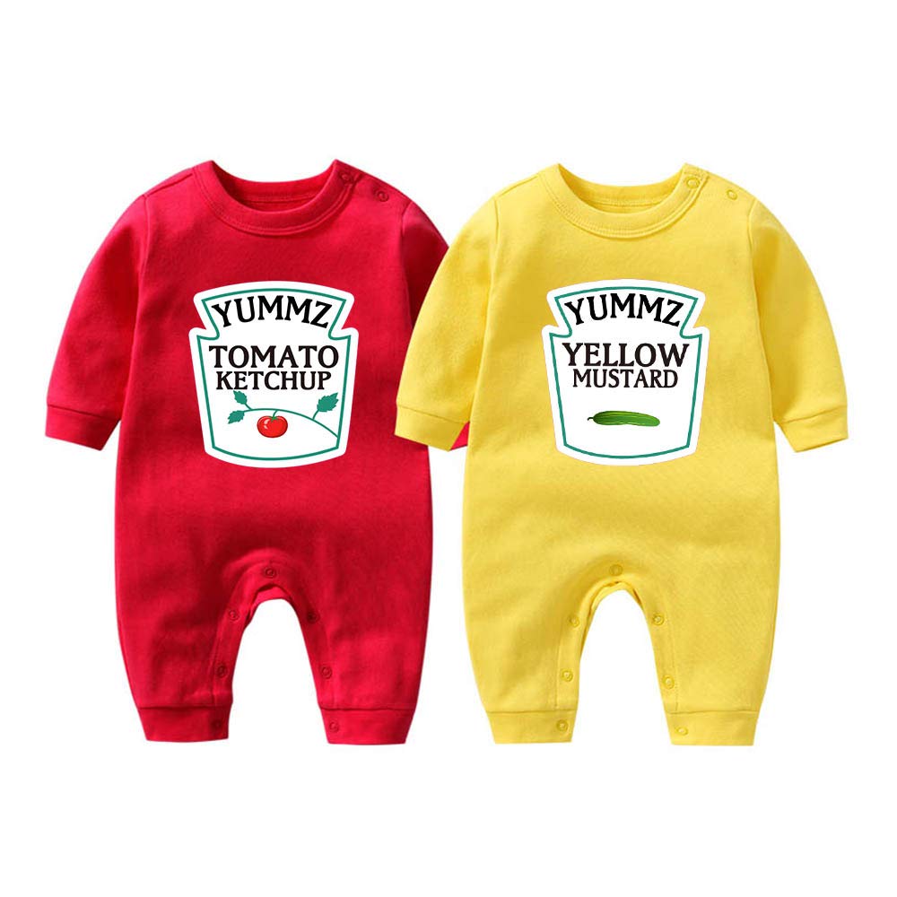 Ysculbutol Baby Twins Bodysuit Yummz Tomato Ketchup Mustard Twin Set Infant Girl WBBAPB07Q2RR43G