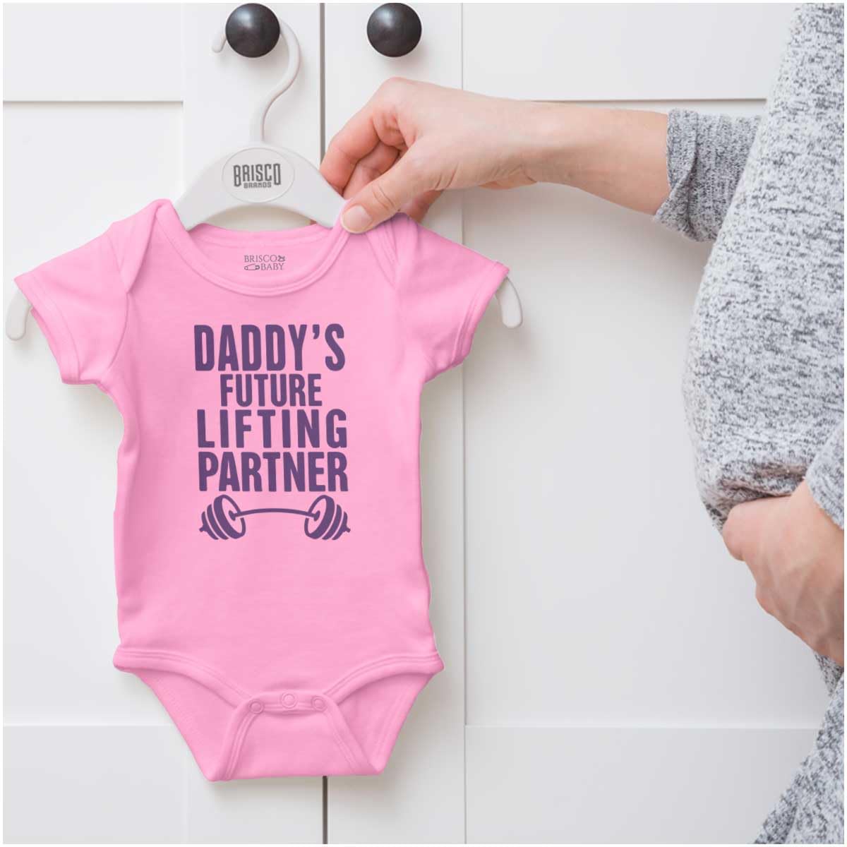 Brisco Brands Fathers Day Daddys Future Gym Partner Baby Bodysuit Jumper Boys