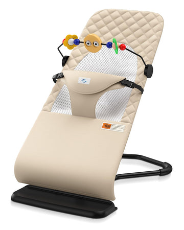 Baby Bouncer, Bouncer Seat for Babies 0-12 Months,Ergonomic Baby Seat Breathable and Comfortable Cushion with 3-Height Adjustmen