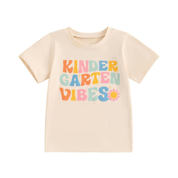Toddler Baby Girl Back To School Outfit Kindergarten Pre K First Grade Short Sleeve T-Shirt First Day Of School Tops (Kindergart