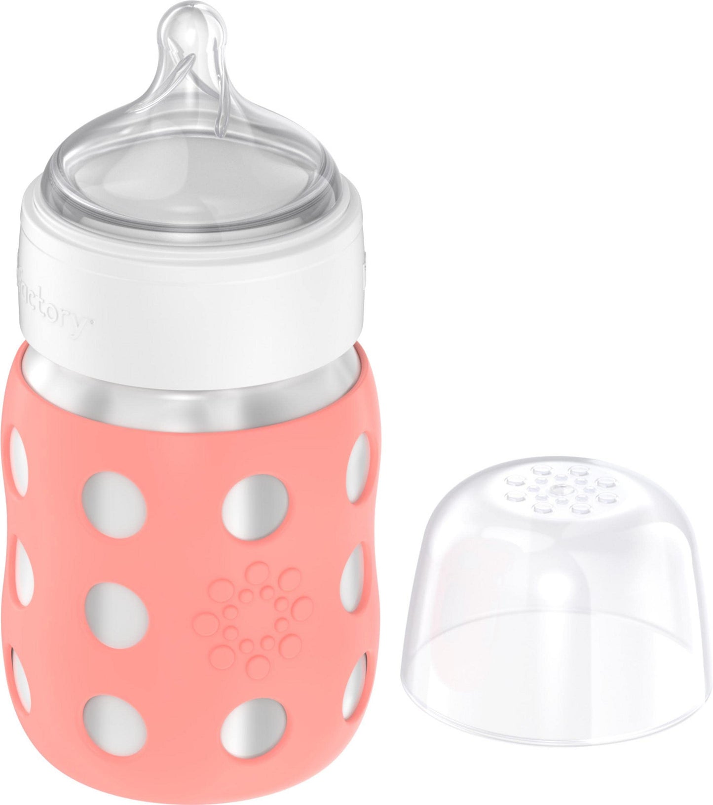 Lifefactory 8-Ounce Stainless-Steel Vacuum-Insulated Wide-Neck Baby Bottle With Stage 2 Nipple (3-6 Months) Cantaloupe (Ls2211Wc