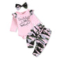Amawmw Baby Girl Clothes Set Daddys Little Girl Ruffle Romper Top Camouflage Pants Newborn Infant Baby Girl Outfit (Pink, 12-18