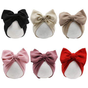 Jiahang Baby Girl Velvet Big Hair Bow Turban Hat Oversized Bowknot Head Wrap Beanie India Cap Warm For Infant Toddlers 6Pcs(Bowk