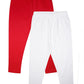 KiddoPanti Girls Solid Ankle Length Spandex Legging Pack of 2, Red & White, 810Y