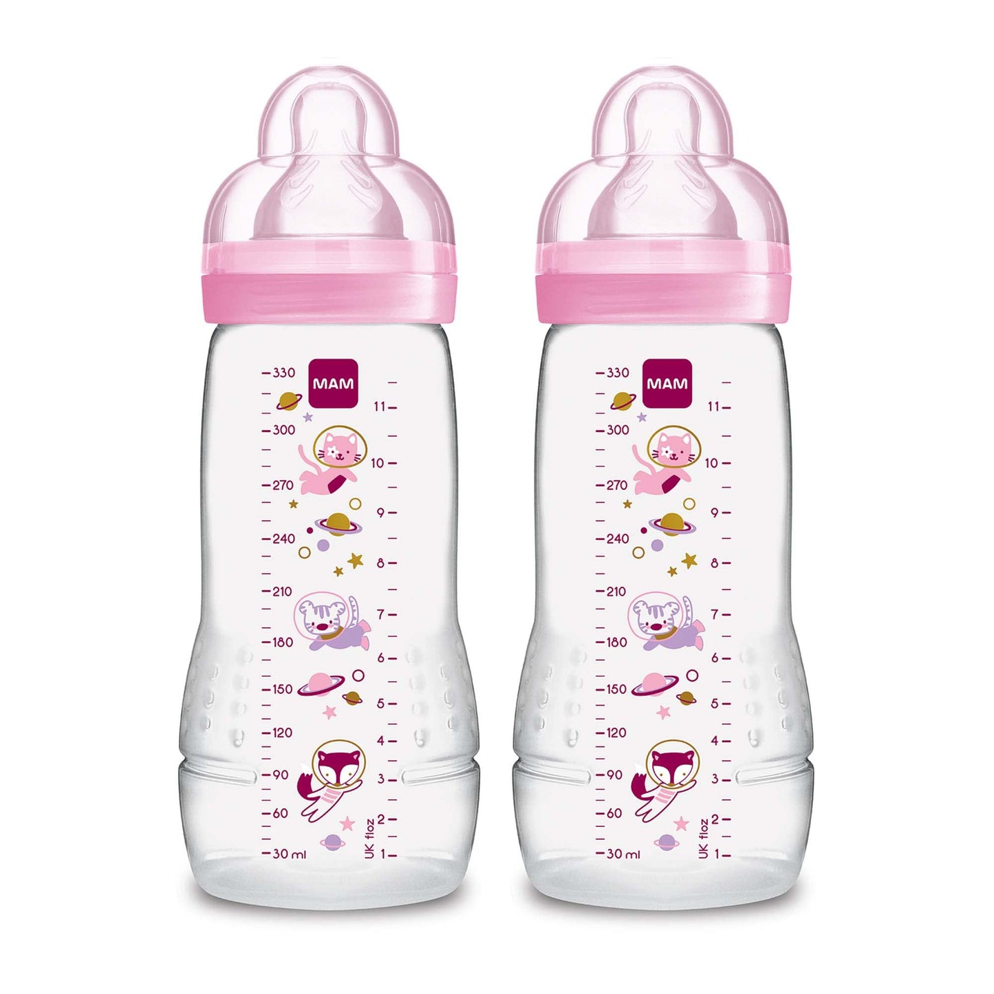 Mam Easy Active Baby Bottle 11Oz, Easy Switch Between Breast And Bottle, Easy To Clean, 4+ Months, Girl