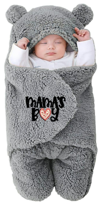 Swissberry Baby Blanket New Born Pack of Hooded Wearable Swaddle Wrappers Security Blankets Pack of 1 Pc.(Grey, 06 Months)