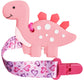 BIGSPINACH 1 Soft Dinosaur Teether for Babies and 1 Baby Pacifier Clip, Valentines Day Gifts for Baby Girl Boy,Silicone Chew Toy