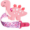 BIGSPINACH 1 Soft Dinosaur Teether for Babies and 1 Baby Pacifier Clip, Valentines Day Gifts for Baby Girl Boy,Silicone Chew Toy