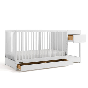 Graco Teddi 5-in-1 Convertible Crib & Changer with Drawer (White) - GREENGUARD Gold Certified Baby Crib Crafted from Wood, Conve