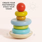 Le Toy Van - Wooden Rainbow Stacker | Girl & Boy 7 Piece Rainbow Wobbling Ring Stacker - Suitable for 18+ Months