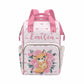 M Yescustom Customized Pink Crown Diaper Bag With Name Christmas Gift For Mom, Custom Cute Fox On Pink Roses Mommy Nursing Daypa