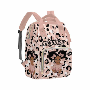 Artsadd Personalized Diaper Bag Backpack With Name, Dots Pink Bow Tie Bow Tie Daypack Mommy Nappy Baby Bag Customized Large Capa