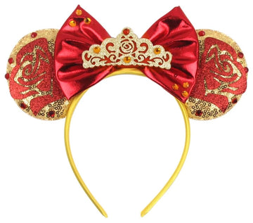 Clgift Belle Minnie Ears,Pick Your Color, Beauty And The Beast Minnie Ears, Silver Gold Blue Minnie Ears, Rainbow Sparkle Mouse