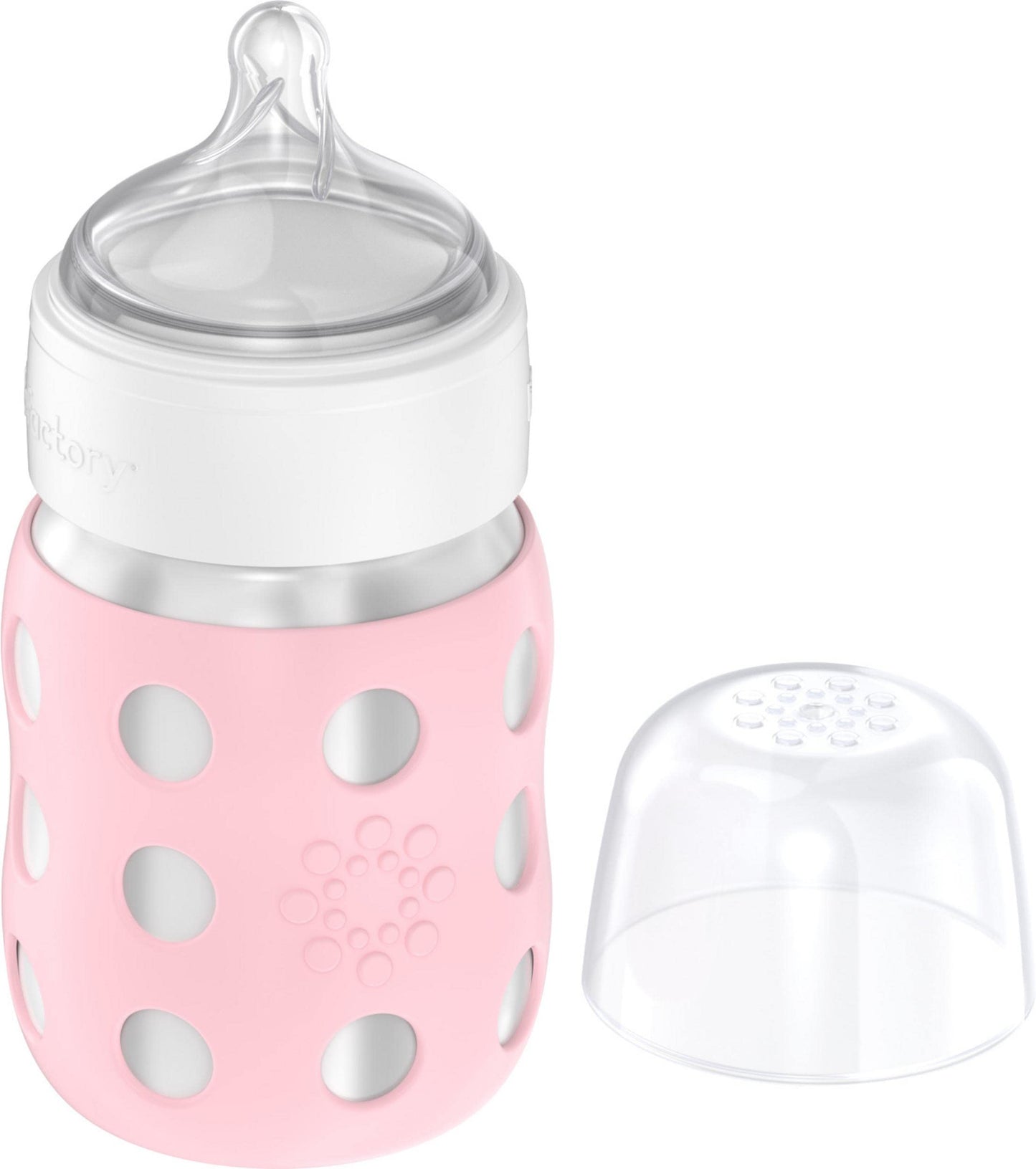 Lifefactory 8-Ounce Stainless-Steel Vacuum-Insulated Wide-Neck Baby Bottle With Stage 2 Nipple (3-6 Months) Desert Rose (Ls2211W