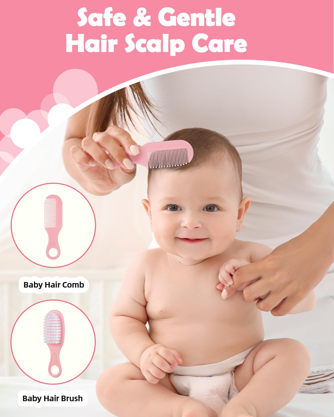 Baby Grooming And Health Kit, Lictin Nursery Care Kit, Newborn Safety Health Care Set With Hair Brush,Comb,Nail Clippers And Mor