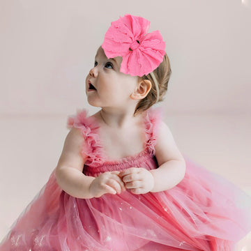 Lanmerry 3 Pack Baby Girls Headbands Soft Elastic Headbands Newborn Lace Hair Bow Hair Accessories For Infant Baby Toddler Girls