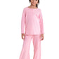 KiddoPanti Girls Henley Neck Tee and Pyjama Night Set, Pink, 46Y