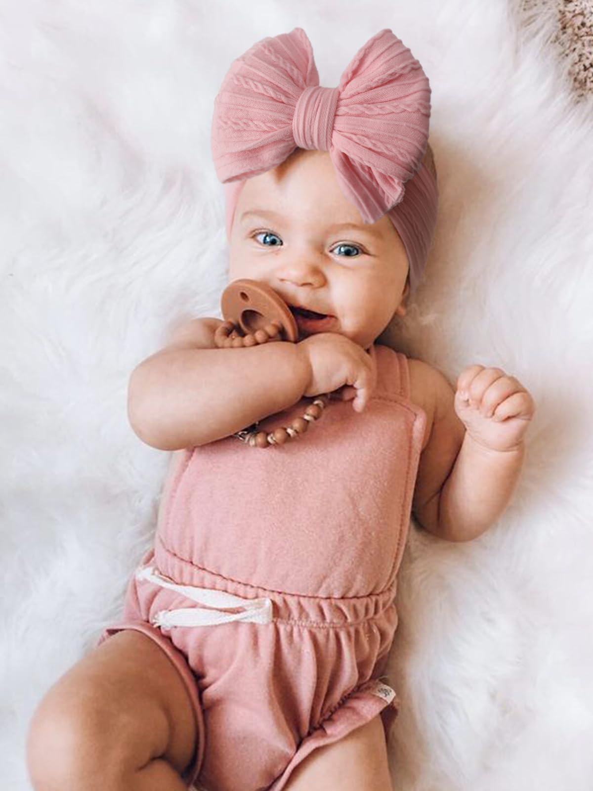 Dreshow Bqubo Handmade Baby Headbands Soft & Stretchy Hair Bands With Bows Nylon Bows Hairbands For Girls Newborn Infant Toddler