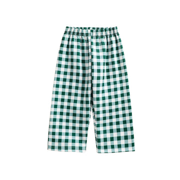 Toddler Baby Boy Girl Gingham Pants Retro Elastic Waist Checkered Plaid Long Pants Casual Sweatpants Bottoms (Green, 9-12 Months
