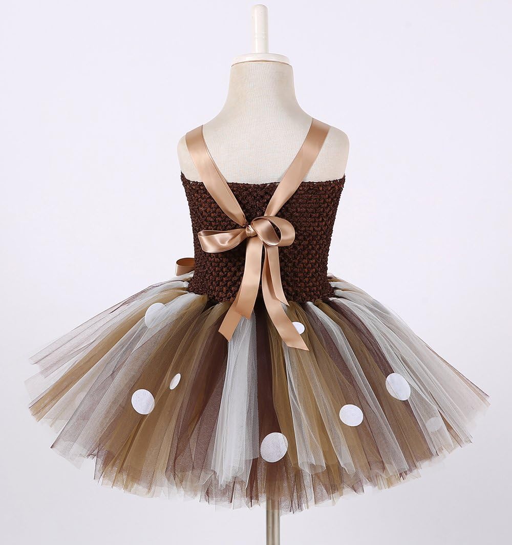 Tutu Dreams Christmas Dress Reindeer Costume For Girls 100Th Day Of School Tutu Dress Deer Antler Headband Gifts Decorations (De