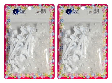 New Tara Self Hinge Hair Barrettes for Girls, 40pc Count (WHITE AND CLEAR)