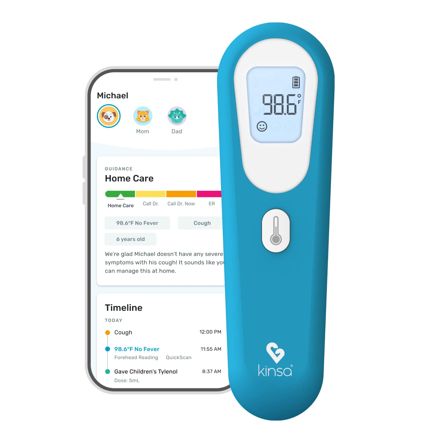 Kinsa Quickscan Smart Thermometer - No-Touch, Contactless Digital Fore ...