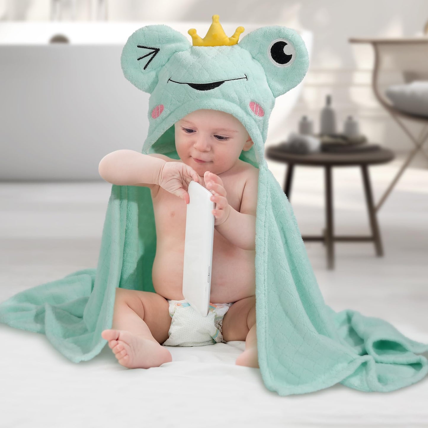 Wodhoy Toddler Bath Towel Hooded Towels For Kids 0-5 Years, 2-Pack Thick Absorbent Large 50'X 32' Baby Towels With Hood Aniaml