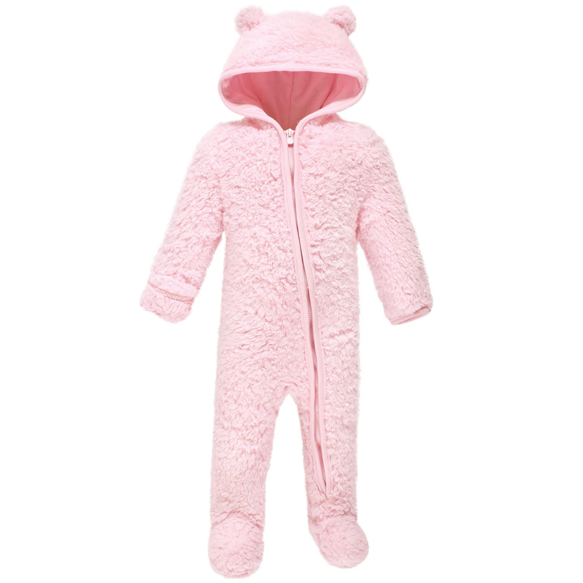 Hudson Baby Unisex Baby Fleece Sleep And Play, Lt Pink, 3-6 Months