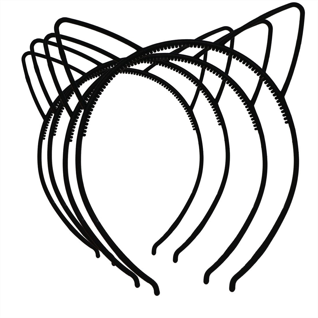 Xima 12Pcs Black Cat Ears Headband Cute Abs Plastic Girls Head Band For Children Accessories (Black-Cat Ear)