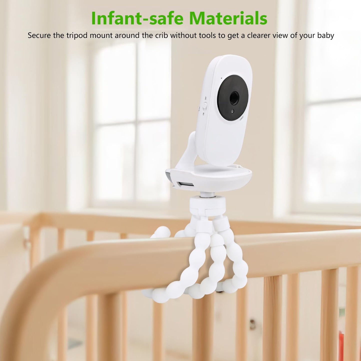 Flexible Baby Monitor Mount Compatible With Vtech Vm819, No Drilling Baby Camera Mount For Crib Without Wall Damage (White)