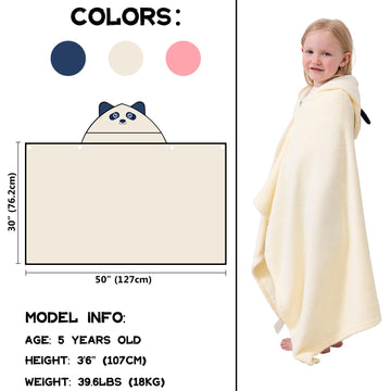 Hiturbo Kids Animal Hooded Towel: Soft Plush Fleece Blanket - 50'X30' Swim Cover Up - Pool Beach Bath Towel Wrap For 3-12 Yrs