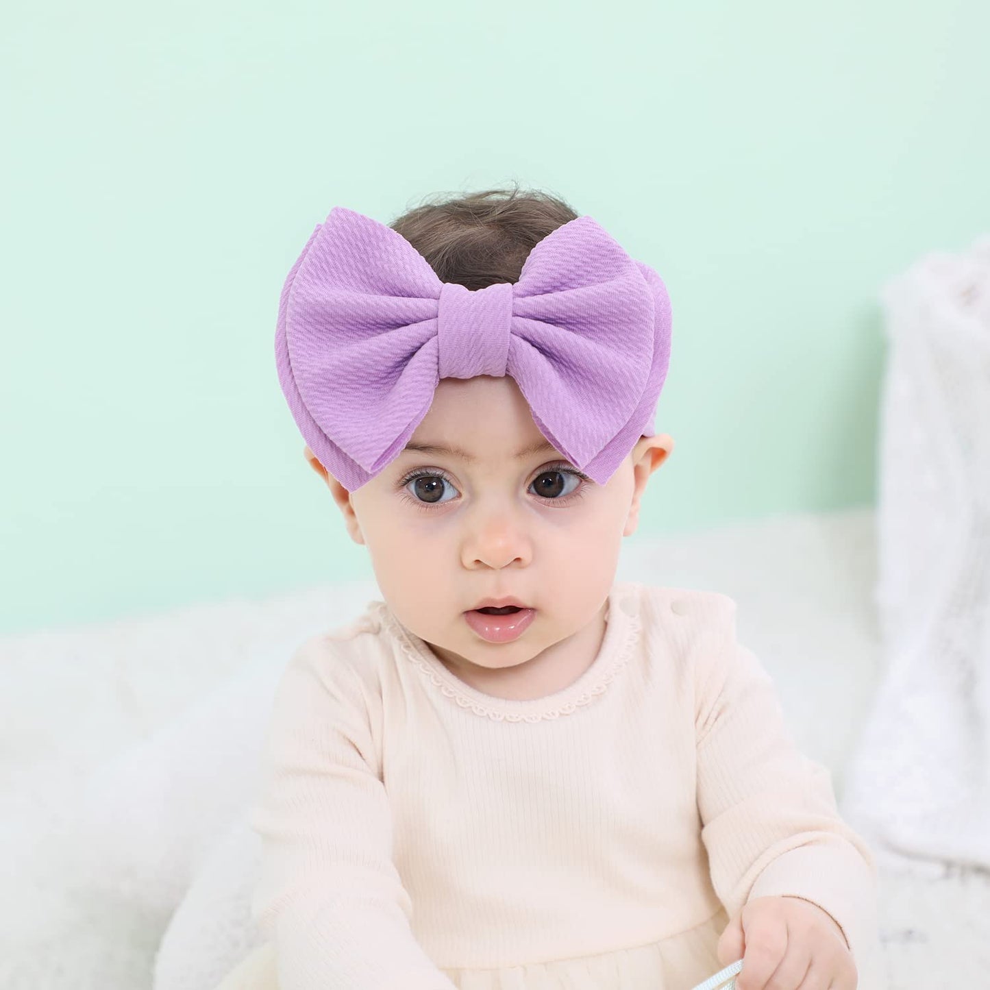 Cinaci 12 Pack Stretchy Elastic Wide Nylon Headbands With Solid Knot Big Hair Bow Headwraps Large Oversized Hair Bows Accessorie