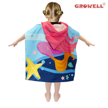 Growell Hooded Kids Beach Towels - Toddler Bath Towel Girls Boys Swim Cover-Ups For Ages 1 To 6 Kids Pool Towels Quick Dry Light