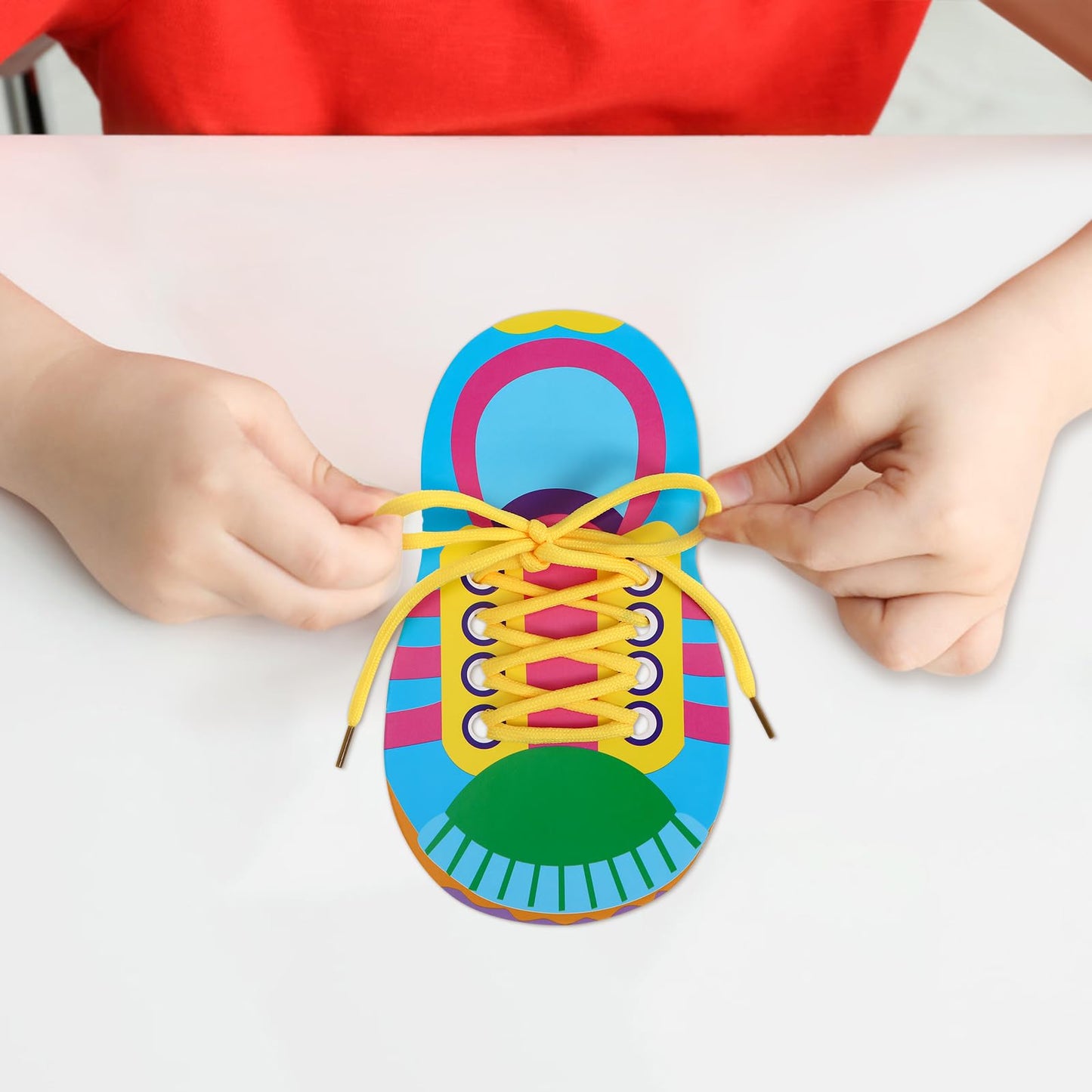 NUOBESTY Shoelace Threading Teaching Toys Learn to Tie Shoelaces Toy Kids Toddlers Fine Motor Skills Toy Early Educational Toys,