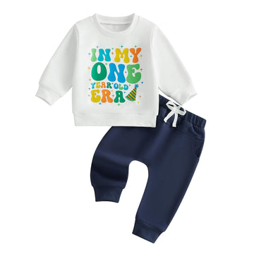 FYBITBO First Birthday Baby Boy Outfit In My One Year Old Era Sweatshirt Fall Long Sleeve Shirt 1st Birthday Boy Clothes Set (1 