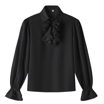 Eymitory Boys Kids Medieval Pirate Shirt Vampire Costume Renaissance Victorian Scottish Jacobite Ghillie Halloween Tops Black