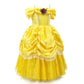Fmyfwy Girls Belle Princess Rose Dress Beauty And Beast Costume Halloween Christmas Wedding Birthday Gown W/Accessories 3T