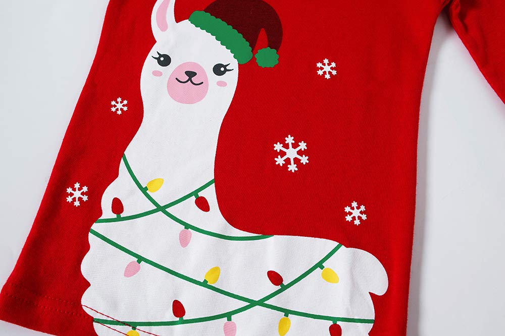 Christmas Llama Ugly Little Boys Girls Long Sleeve Pajamas Cotton Red Xmas Jammies Size 6