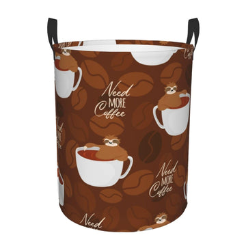 Pevtufa Sloths Need More Coffee Foldable Laundry Basket Organizer,Fabric Clothes Toy Storage Basket Nursery Hamper Storage Bin F