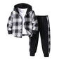 Nivne Tco Toddler Boy Clothes Plaid Hooded Shirt - 2 Piece Outfit: Button Front Toddler Hoodie & Sweatpants Set (5 Years)
