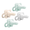 Dr. Browns HappyPaci 100% Silicone Baby Pacifier, Contoured One-Piece Design, Gray, Green, Ecru, 0-6m, BPA-Free, 4-Pack