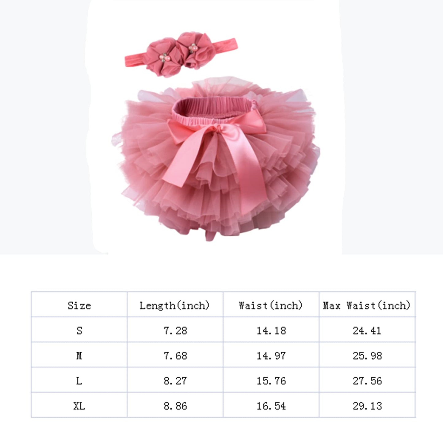 Baby Girls Tutu Bloomers Diaper Cover Cotton Tulle Bloomers And Headband Set Coral 6-12 Month