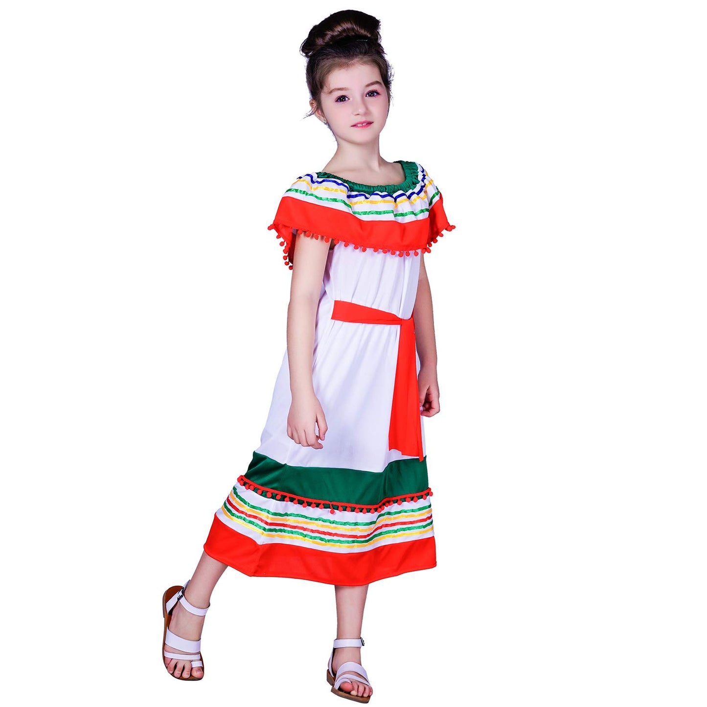 Pgond Girls Mexican Traditional Dress Party Costume 10-12Y