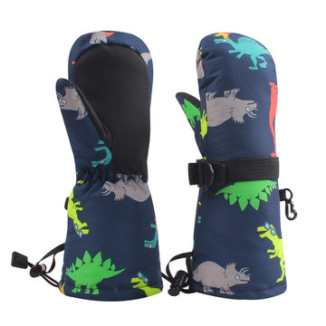 BAVST Winter Kids Waterproof Gloves for Boys Girls Snow Ski Toddler Baby Mittens Outdoor for Infant Teens 1-5T (Colorful dinosau