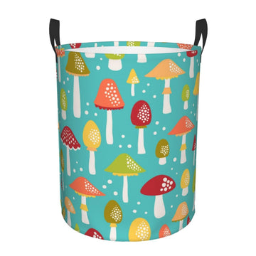 Pevtufa Mushrooms Foldable Laundry Basket Organizer,Fabric Clothes Toy Storage Basket Nursery Hamper Storage Bin For Household B