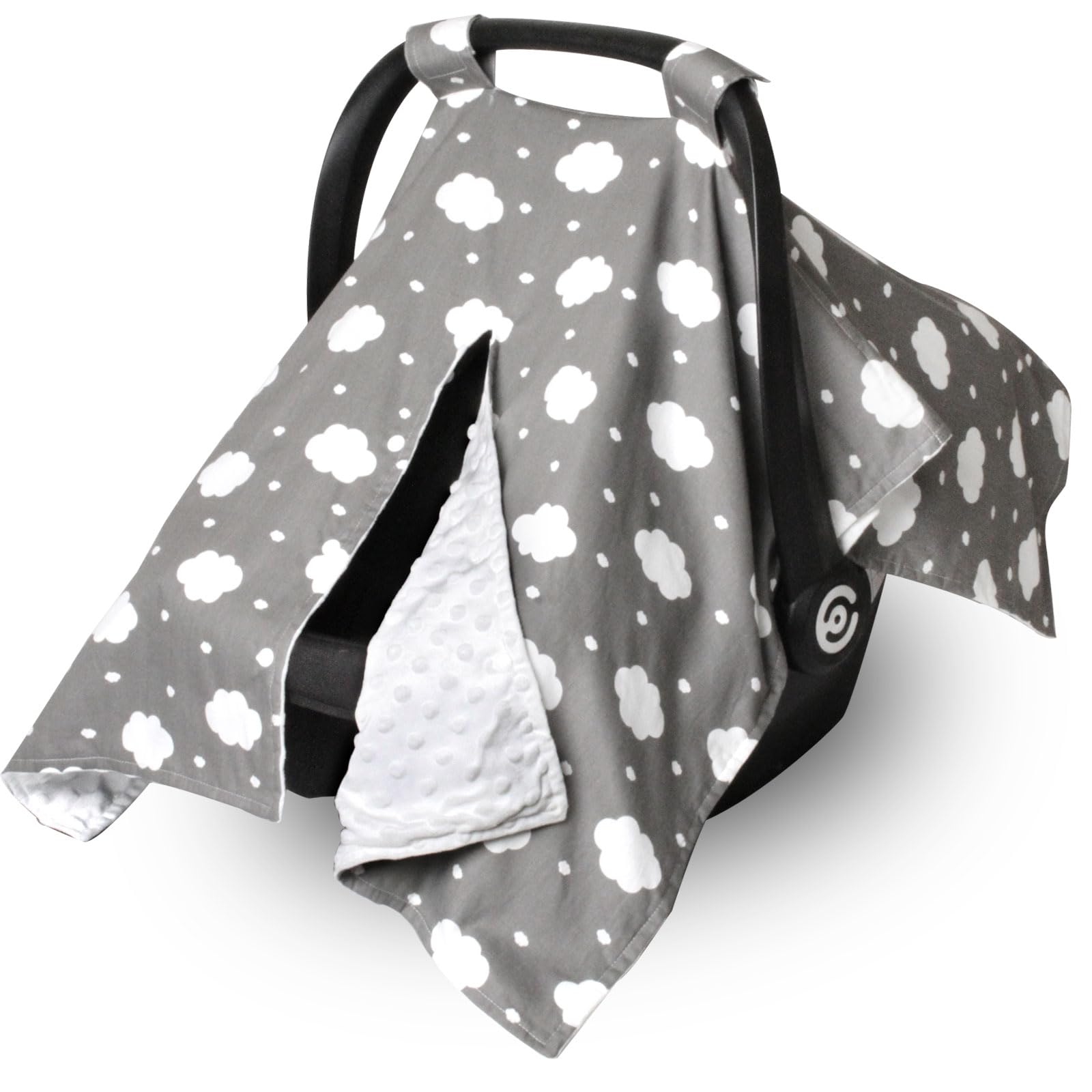 Boryokun Car Seat Cover for Babies, Minky Winter Infant Car Seat Cover, Nursing Cover for Baby Breastfeeding, Suitable for Baby 