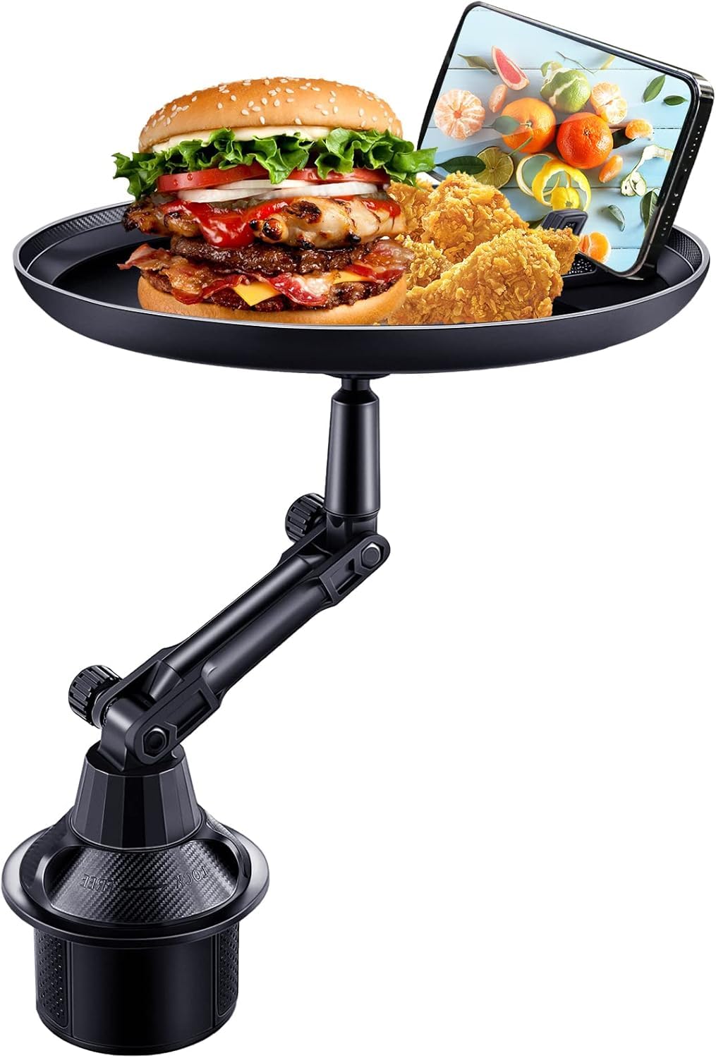 VBM Cup Holder Tray for Car Enjoy Your Food and Stay Organized, Adjustable Car Tray Table with 360 Rotating Swivel Arm and Exten